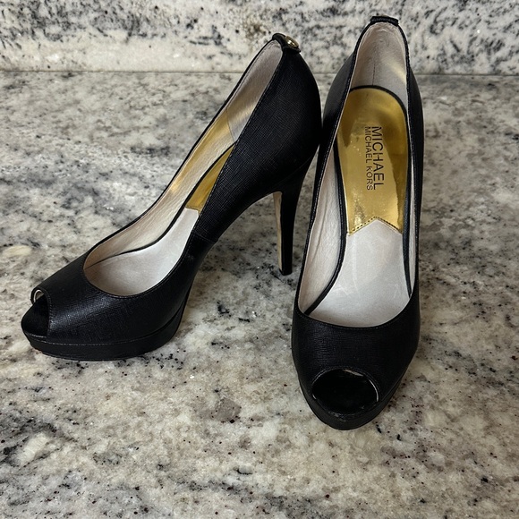 Michael Kors Shoes - Michael Kors Classic Black Peep Toe Heels